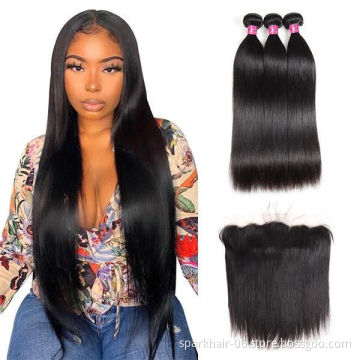 Wholesale Raw Cuticle Aligned Hair 100 Virgin Remy Human Hair Mink Brazilian Hair Straight 3 Bundles With Lace Frontal Closure